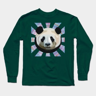 Striking Panda bear on Paisley patterned sun rays Long Sleeve T-Shirt